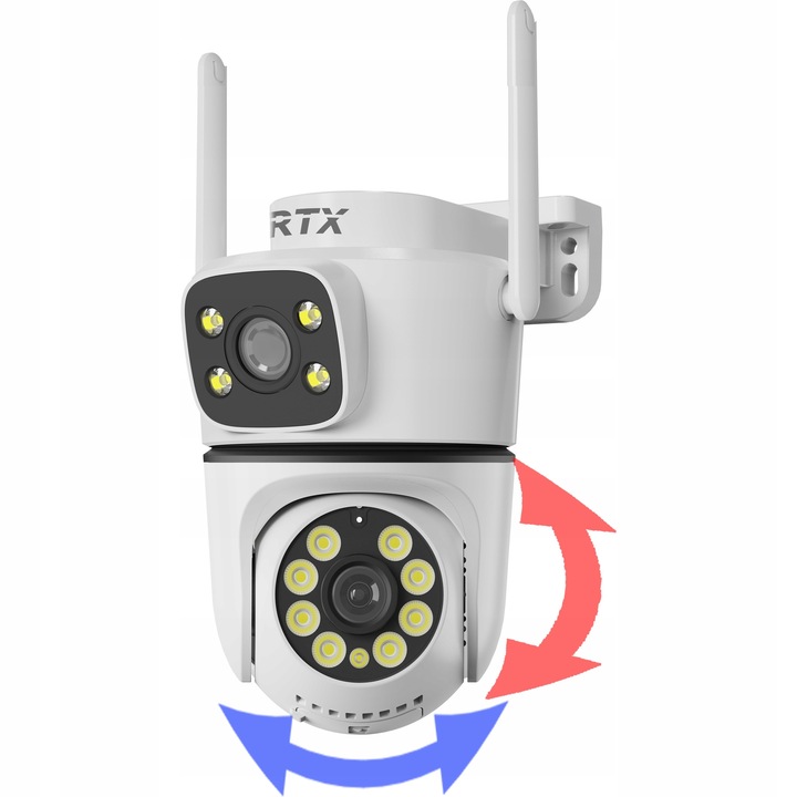 Camera de supraveghere RTX SmartCam Ai35, 2 obiective, rezolutie 2x 4MP, Wi-Fi, dimensiuni 150x140x95mm, set complet