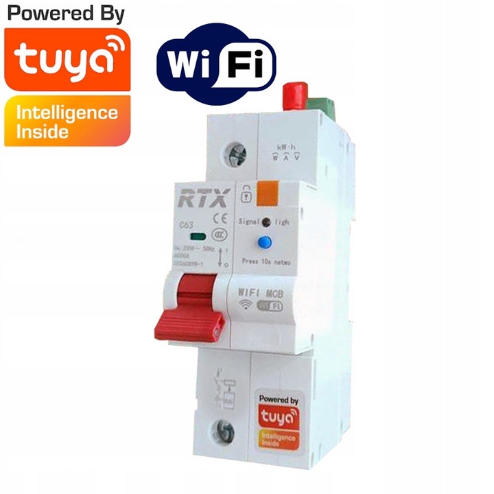 RTX megszakító, állítható biztosíték 2-63A, WiFi, energiafogyasztás mérés