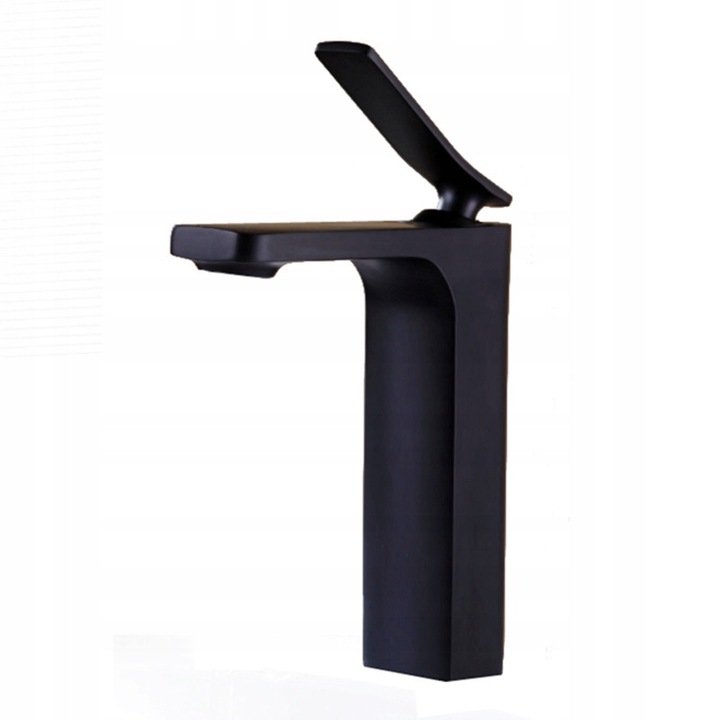 Baterie umywalkowa Veldman, model Negro, inalta, neagra mat, cu perlator, set de montaj inclus