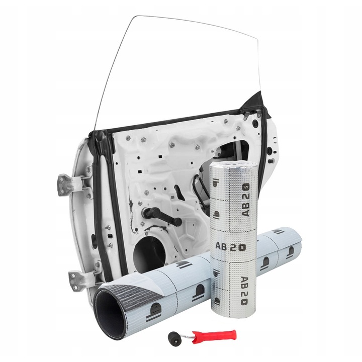 Set de izolare fonica pentru usi auto Bitmat AB-2s si K6s, 1,5m x 2mm, 1m x 6mm, negru