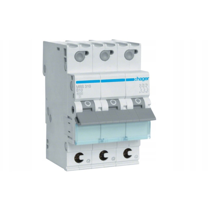 Siguranta electrica Hager 3P B 10A 400V 6kA IP20, 3 module