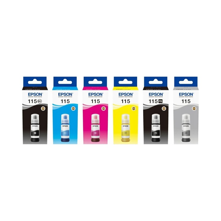 Set 6x Cartuse Cerneala EPSON 115, Multicolor, 6200 pagini, 5000 pagini