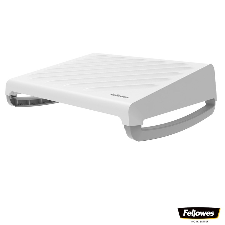 Suport ergonomic pentru picioare, Fellowes Breyta, 3 inaltimi reglabile, balansare optionala, portabil, pentru munca hibrida si home office, alb