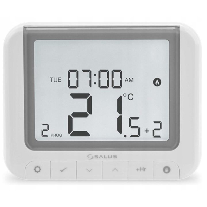 Salus RT520 termosztát szabályzó, heti programozású, vezetékes, LCD, fehér, 11.8x9.5x2.6cm