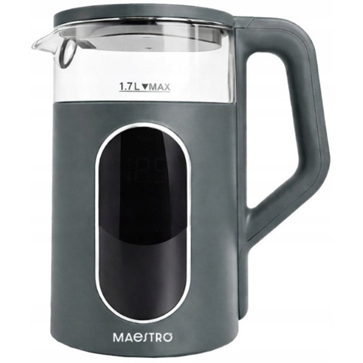 Fierbator electric 1,7l Maestro, 1800-2200W, control temperatura, sticla borosilicata