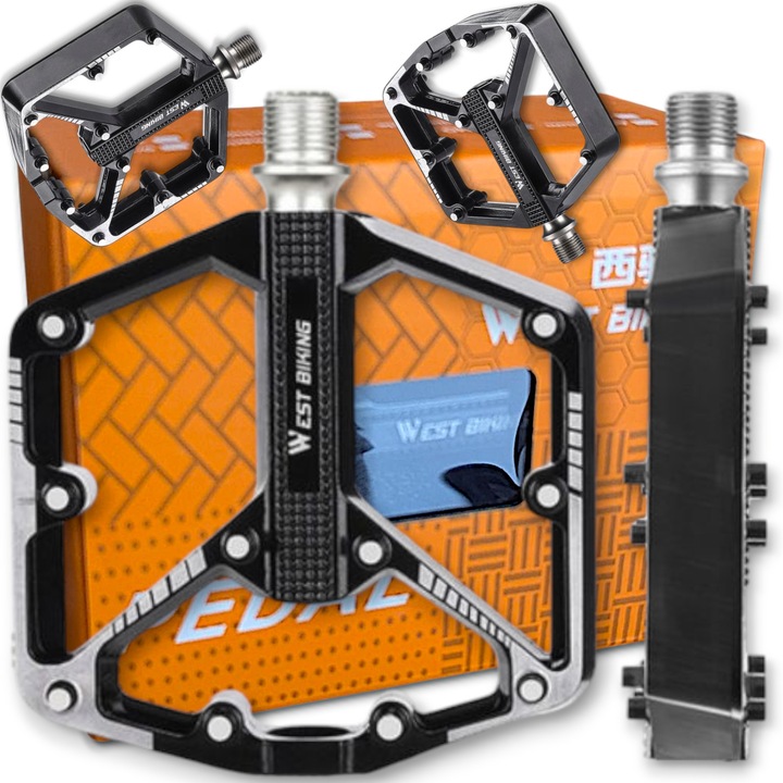 West Biking kerékpár pedálok, alumínium, 3 csapágy, 12,6x10,3x2cm, 400g (szett)