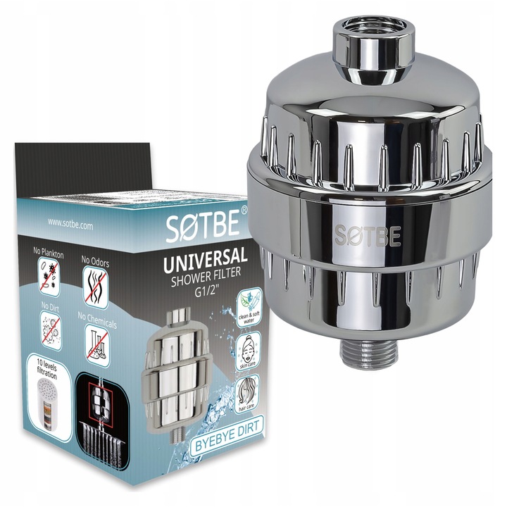 Filtru apa pentru dus SOTBE, 10 niveluri filtrare, reduce calcar si clor