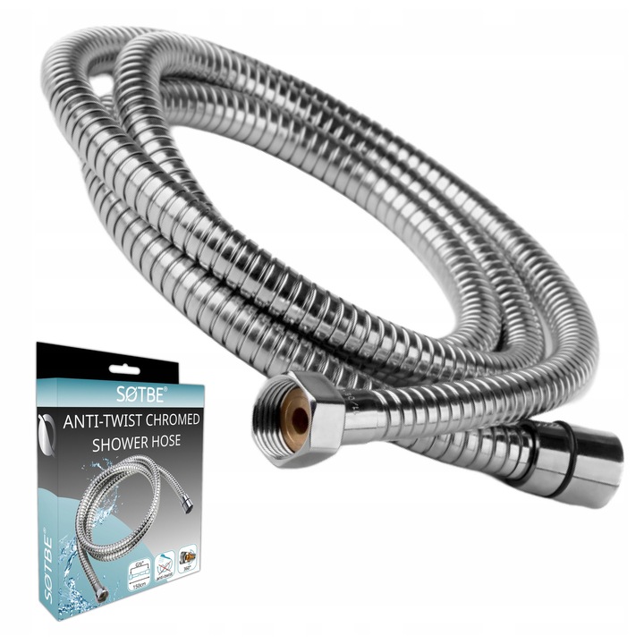 Culoare: crom, Lungime: 145-150 cm, Coloane de dus, SOTBE, Waz prysznicowy pleciony