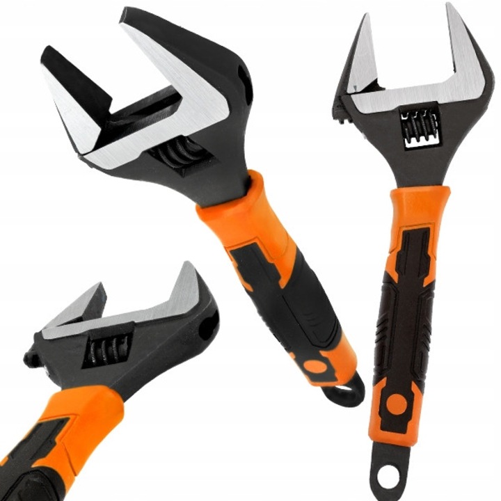 Cheie reglabila Waart 300mm 0-60mm, din otel CrV, cu maner antiderapant, negru-portocalie