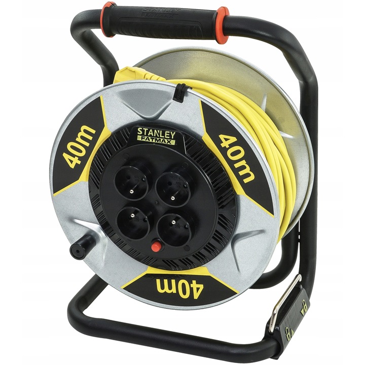 Prelungitor bebanos Stanley 40m, 4 guri, 16A, IP20, cablu galben, protectie termica