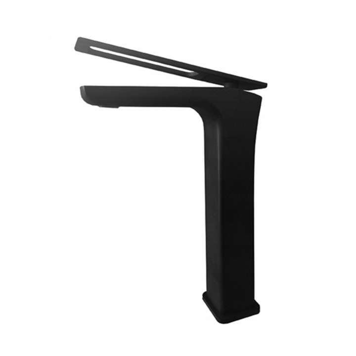 Baterie umywalkowa Trevi, inalta, neagra mat, din mosiad, cu perlator, set montaj inclus