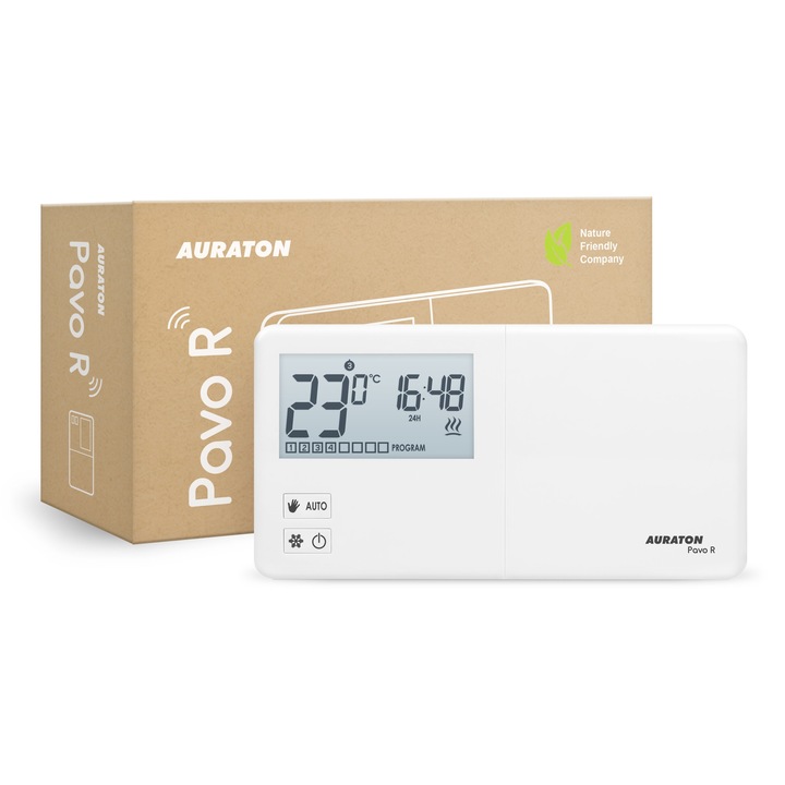 Терморегулатор, AURATON Pavo R, безжичен, 8 програми, LCD, 0-45C