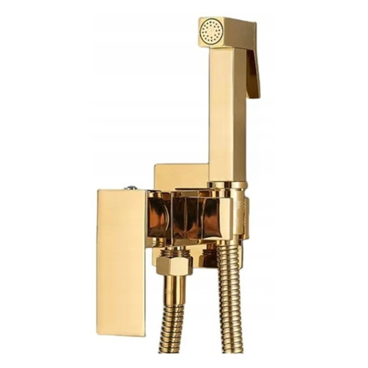 Baterie bidetowa QUADRO, Veldman, montaj scienny, finisaj auriu lucios, set complet