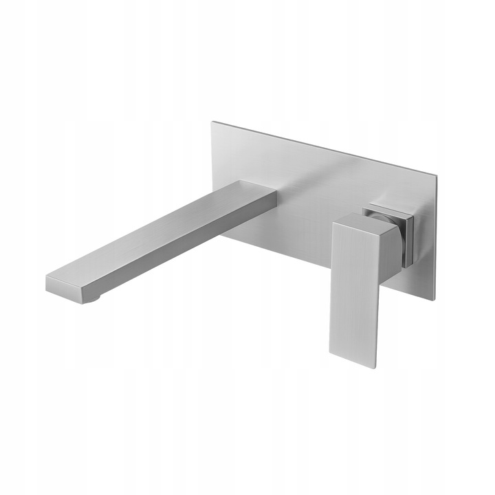 Baterie umywalkowa Veldman QUADRO, montaj scienny, mosiadz, nikiel periat, set complet cu EBOX 22,5x10x7cm