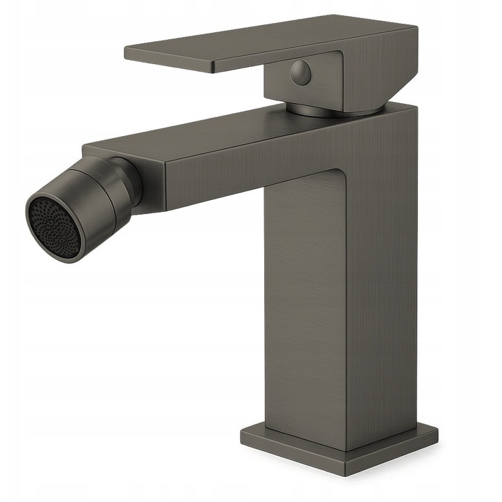 Baterie bidetowa Veldman QUADRO, mosiadz, grafit, montaj pe bidet, wylewka fixa