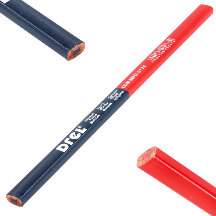 Creion tehnic din lemn Drel, 240 mm, doua culori, FSC 100%