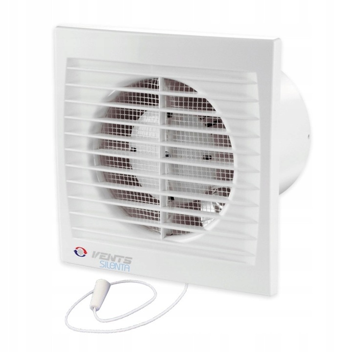 Ventilator axial subtire cu intrerupator cu sfoara Vents SILENTA 150, 240m/h, 33dB, alb, 150mm