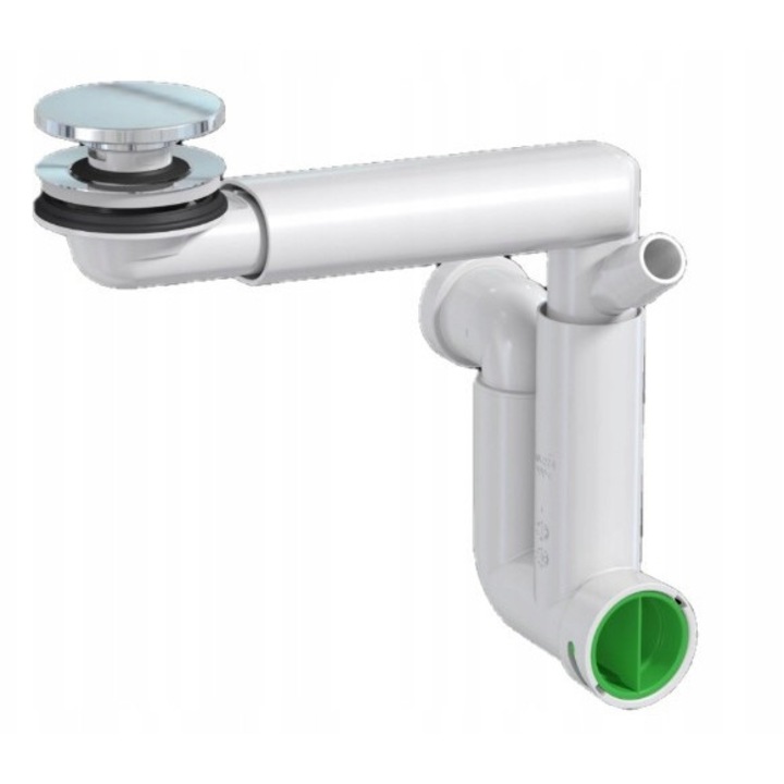 Sifon telescopic pentru chiuveta cu sistem de curatare, inox, economisire spatiu