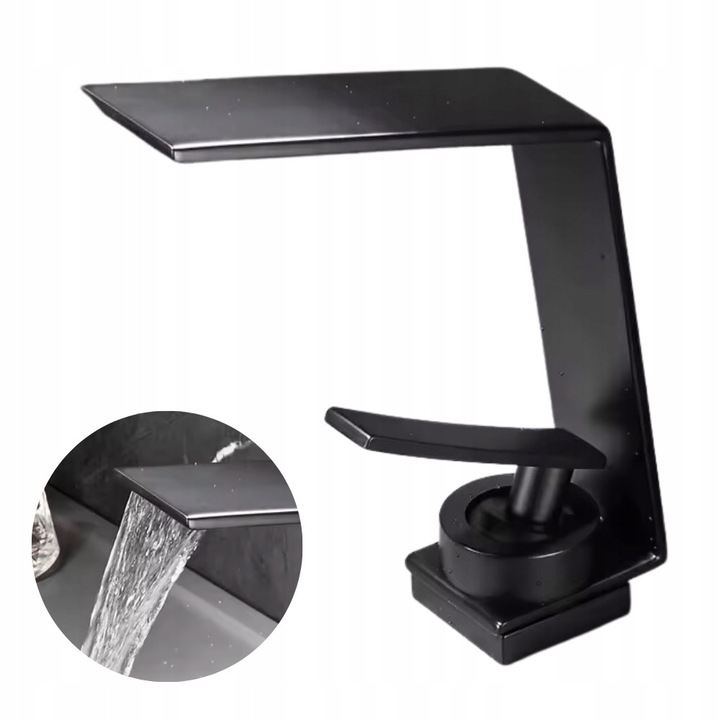 Смесител за мивка Forb, модел DELLA BLACK, с широк чучур, керамичен, матово черен, лесен монтаж