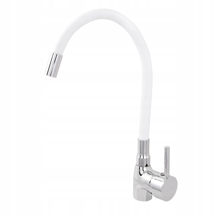 Baterie sanitara, flexibila, cromata, alba, 360° rotativa, Forb