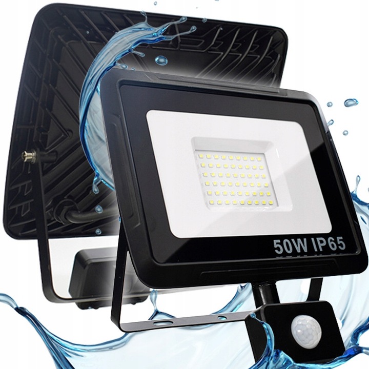 LED Прожектор Decorya 50W, черен, IP66, със сензор за движение