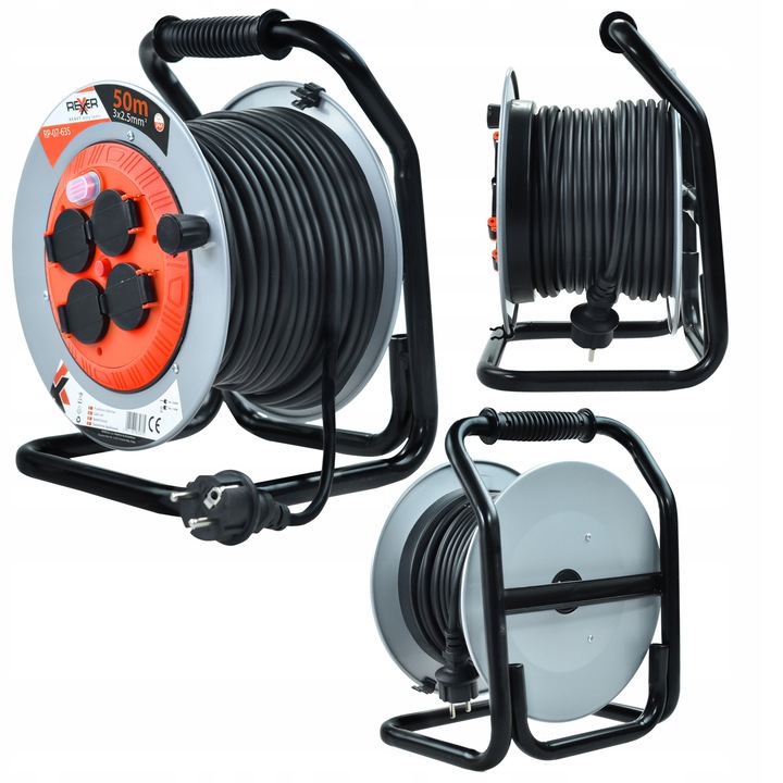 Prelungitor 50m 3x2,5mm IP44 REXXER, 4 prize, metalic