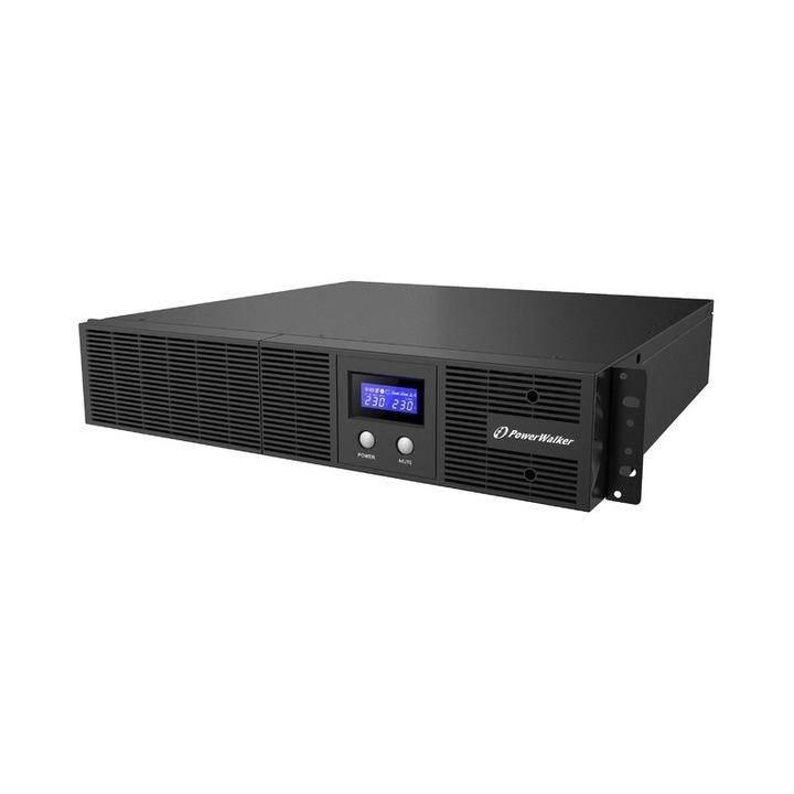 UPS PowerWalker VI 3000 RLE, 3000VA, 1800W, Rack, 4x IEC Out, RJ11/RJ45 In/Out, USB, LCD, Negru, 88x430x438mm