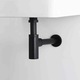 Черен сифон за мивка, Forb, от неръждаема стомана, регулируема височина, за мивки със или без преливник