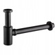 Черен сифон за мивка, Forb, от неръждаема стомана, регулируема височина, за мивки със или без преливник