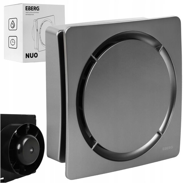 Ventilator baie EBERG NUO 100, gri, cu timer si senzor de umiditate