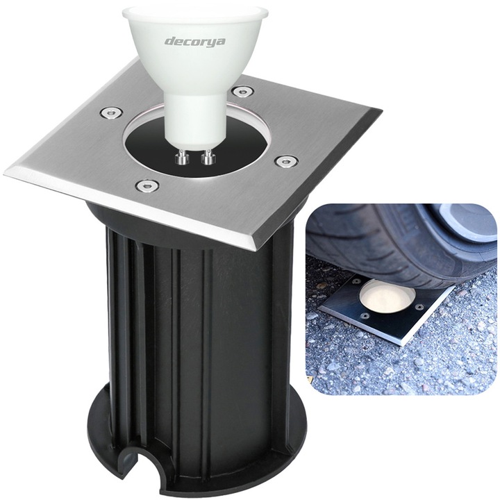 LED лампа за вграждане в земя, Decorya, GU10, 5W, IP65, 11x11cm, комплект с 2 крушки