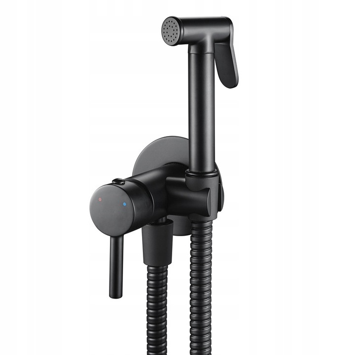 Baterie bidetowa Veldman Costa, neagra, montaj perete, set complet