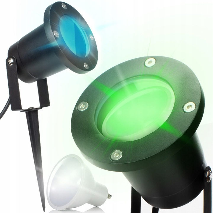 Градински рефлектор Decorya, 1x GU10 RGB, IP54, 15см, черен, пълен комплект