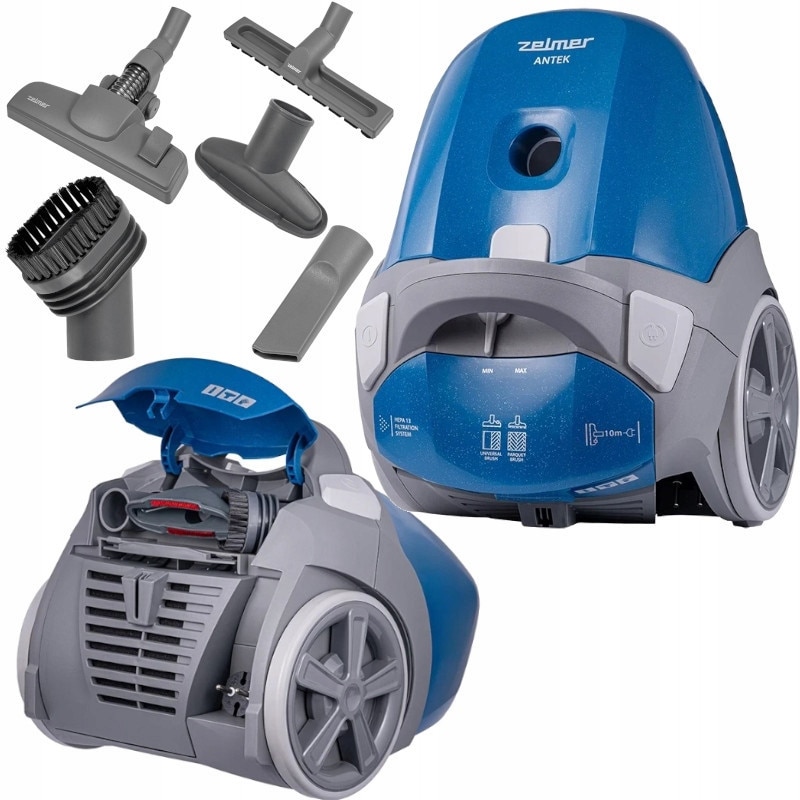 Aspirator Zelmer ZVC351 Antek, 900W, 3,5L, filtru HEPA 13, culoare albastra, set accesorii