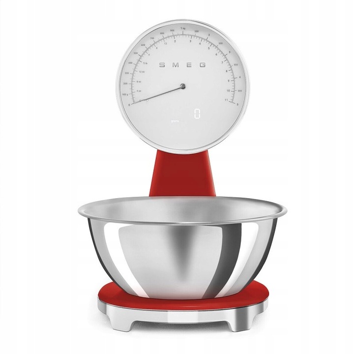 Cantar de bucatarie Smeg KSF01RDWW, 5 kg, rosu, 1,8 l, stil anii '50