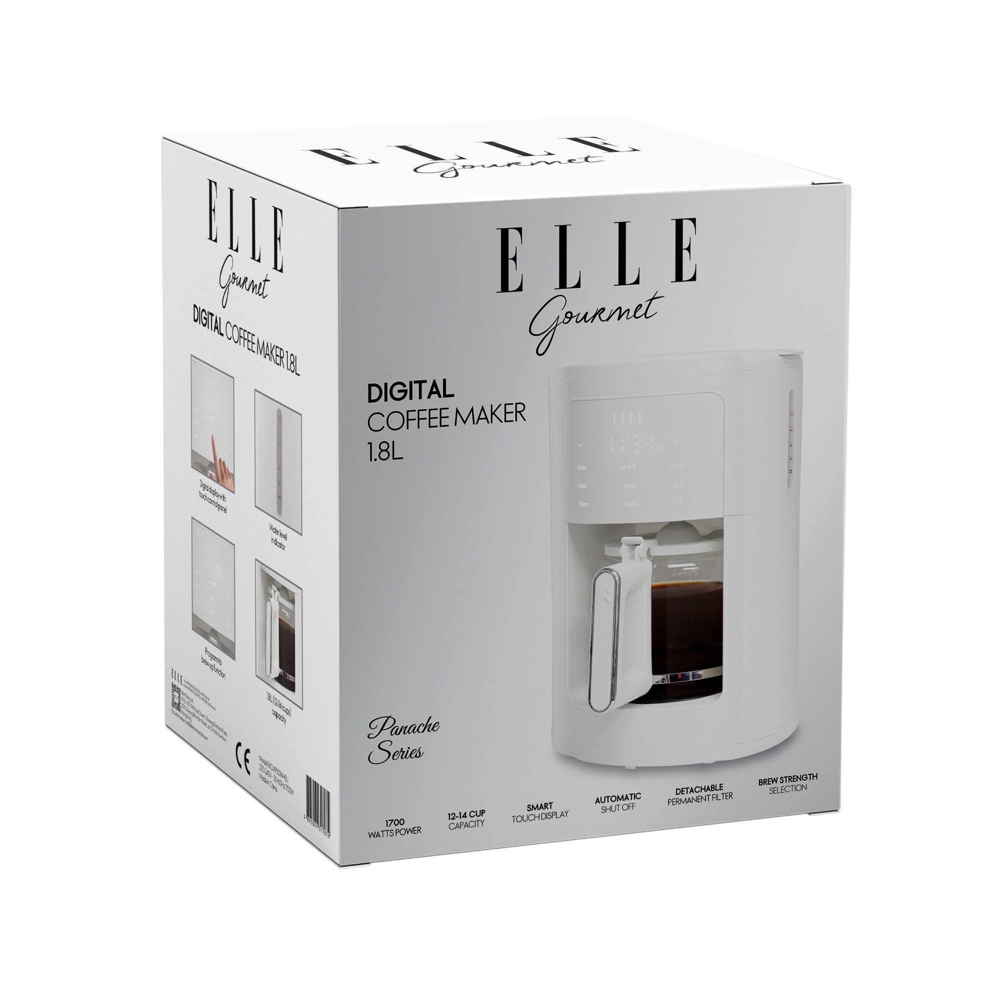 Cafetiere Elle Panache 1.8L, 1000W, digital, capacitate 14 cesti, negru