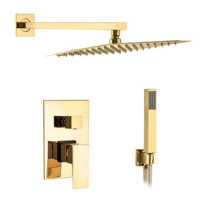 Set de dus subtire Quadro Gold, Veldman, 2 functii, finisaj auriu, 30x30cm