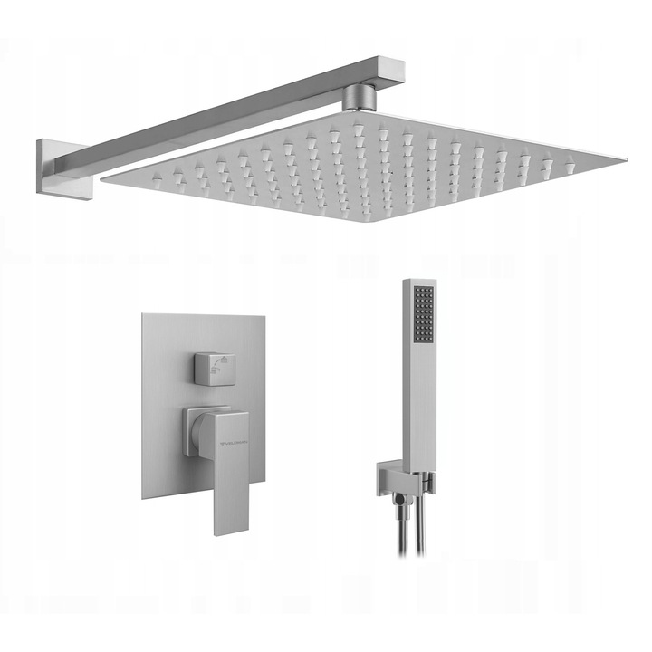 Set de dus subtire QUADRO, Veldman, 2 functii, nichel periat, 30x30cm