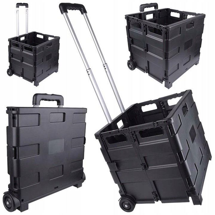 Skrzynia transportoare pliabila, 49L, 25kg, neagra, 40x35x35cm
