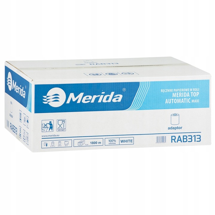 Prosoape de hartie, Merida, set 6 role, 300m, alb, 19cm