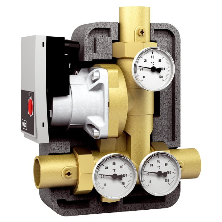 RTA 45 DN25 szivattyúcsoport, AFRISO, 45C termosztát, Wilo szivattyú, 3 hőmérő, 3 szelep, 230V AC