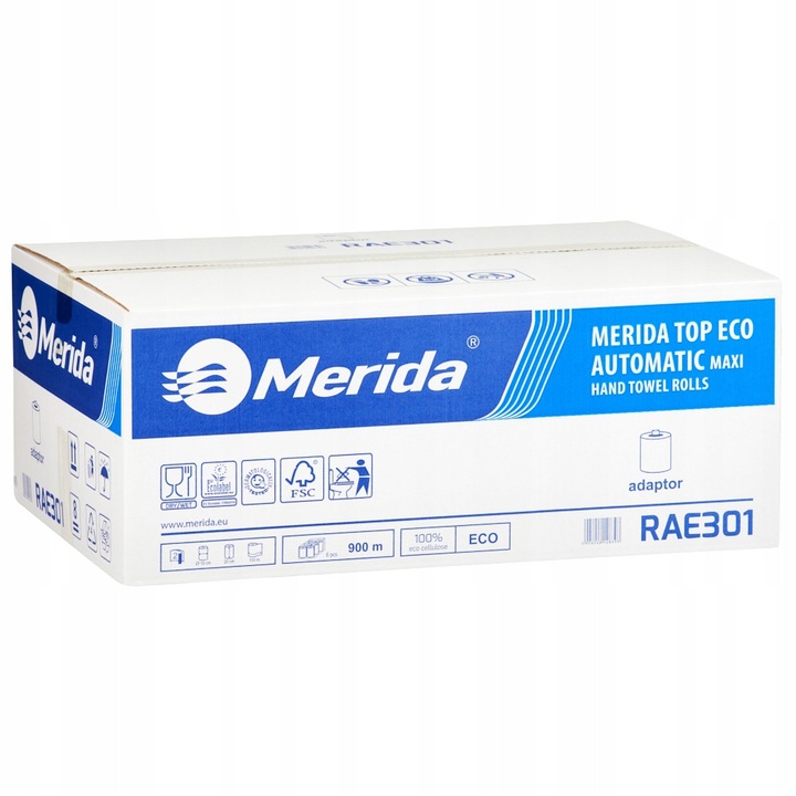Prosoape de hartie cu adaptor Merida RAE301, 6 role, 150m, 2 straturi, piaskowy, 19cm