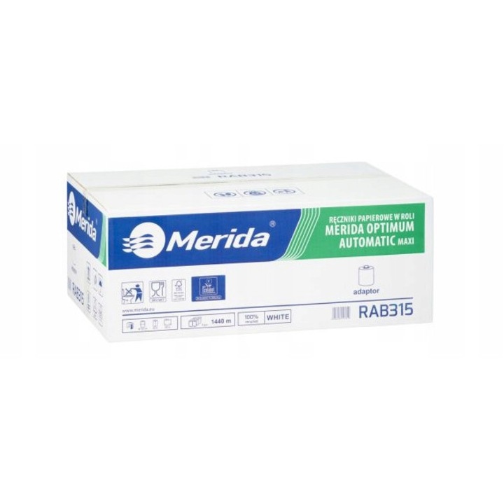 Prosoape de hartie, Merida, 2 straturi, alb, 6 role, 240m, 19,5cm