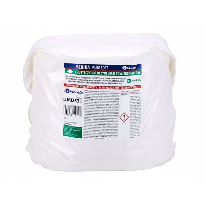 Антибактериални мокри кърпички MERIDA VADO SOFT, ролка 10L, 322 броя, без алкохол