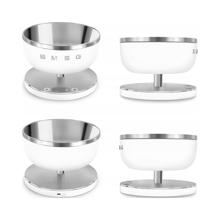 Cantar de bucatarie Smeg KSC01WHMWW, alb mat, capacitate maxima 5 kg, dimensiuni 150x205x205 mm
