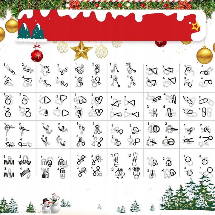 Adventi naptár, 24 logikai puzzle, többszínű, 2025