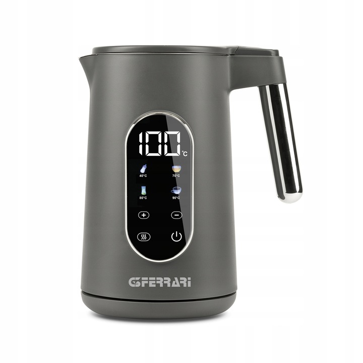 G3Ferrari TISANIERE TECH elektromos vízforraló, elektronikus hőmérséklet-szabályozás 40–100°C, duplafalú szigetelés, szürke, 1,7 l