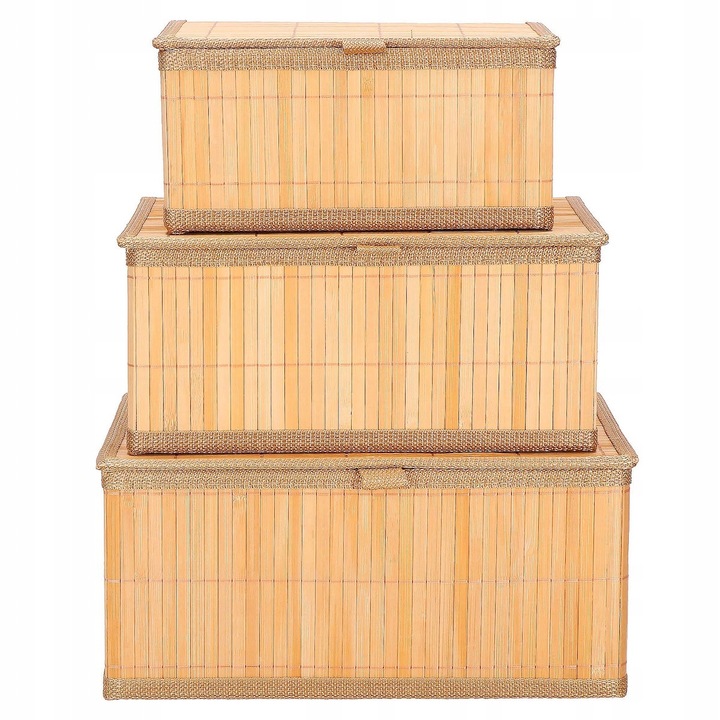 3 db bambusz rendszerező szett, Springos, 24x18x12cm, 29x23x13,5cm, 32x25x15cm, bézs színű