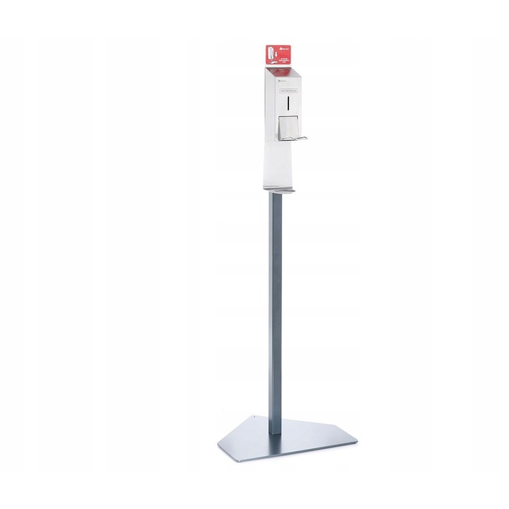 Suport de dezinfectie cu dozator 800 ml, Merida, metal, negru, 148cm x 44,5x50cm