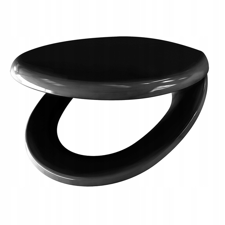 Deska WC, Sepio, Duroplast, neagra, 36,5x42,8cm, mecanism wolno-opadajacy